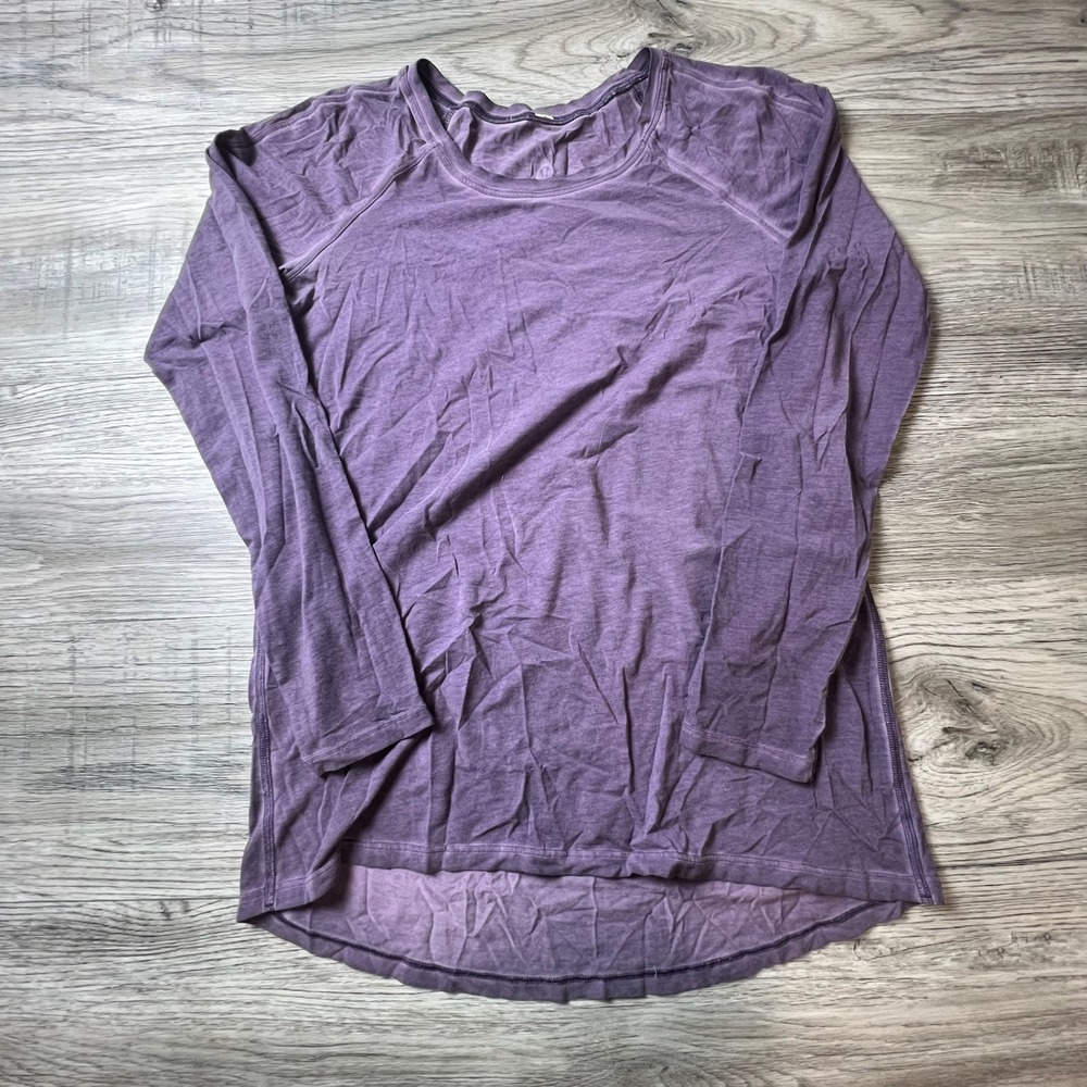 Lululemon Long Sleeve Top Womens Medium Purple High Low Hem Athletic V39